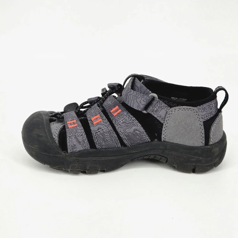 KEEN Newport H2 Gray Orange Topographic Waterproof Closed Toe Sandals Kids 13
